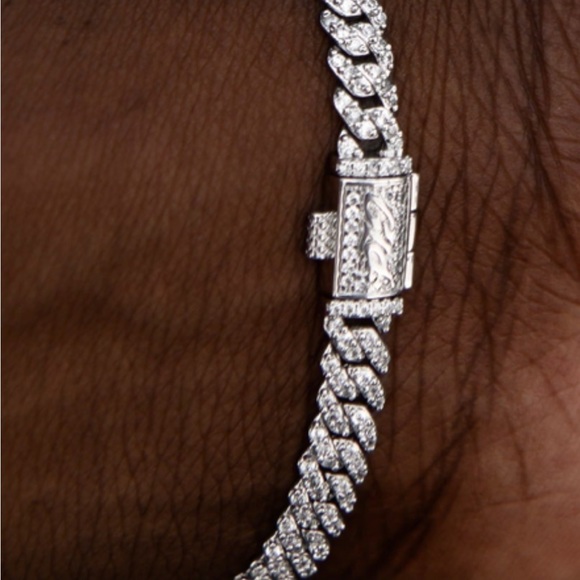 🥶 NEW 14K 6mm 8” White Gold Plated Micro Diamond Prong Icy Bracelet - GLD Shop - Picture 6 of 8